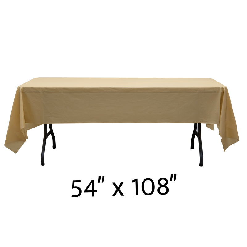 Rectangle Plastic Table Cover 54" x 108" Pack of 12 - Gold