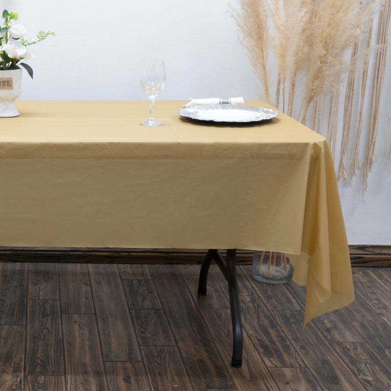 Rectangle Plastic Table Cover 54" x 108" Pack of 12 - Gold