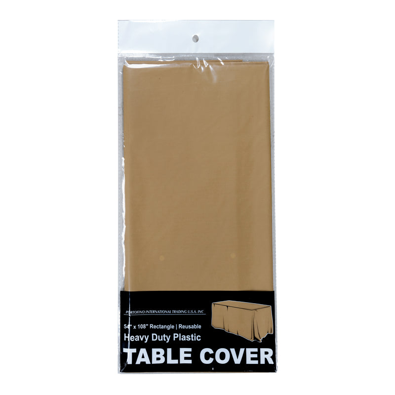 Rectangle Plastic Table Cover 54" x 108" Pack of 12 - Gold