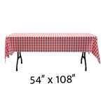 Rectangle Plastic Table Cover 54" x 108" Pack of 12 - Red Gingham