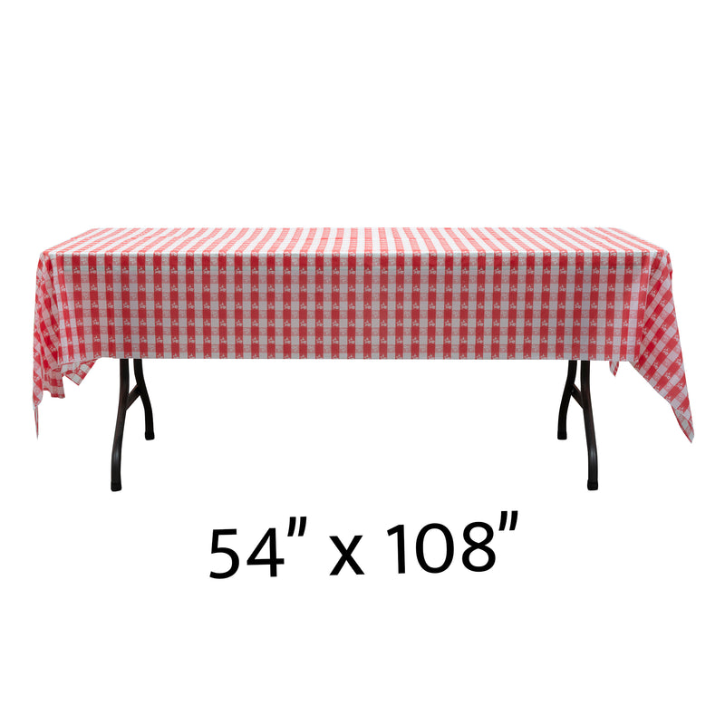 Rectangle Plastic Table Cover 54" x 108" Pack of 12 - Red Gingham