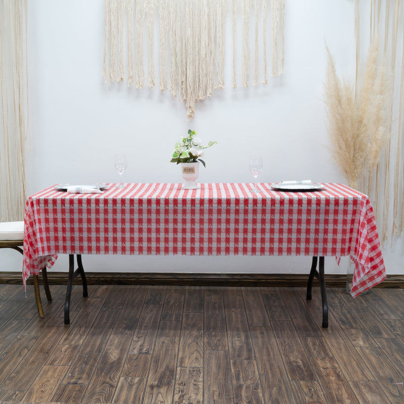 Rectangle Plastic Table Cover 54" x 108" Pack of 12 - Red Gingham