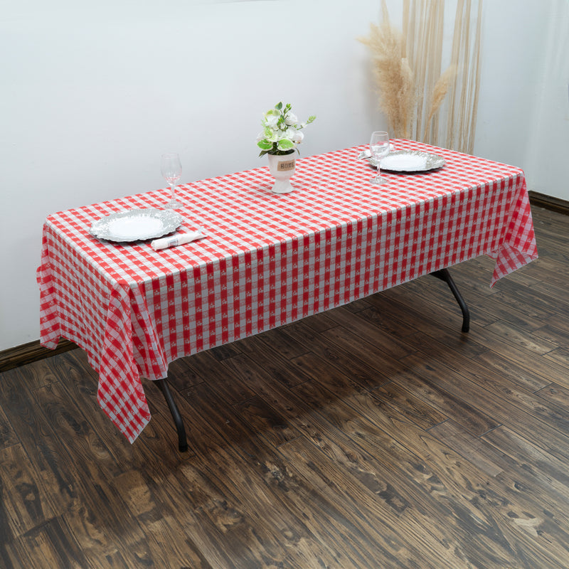 Rectangle Plastic Table Cover 54" x 108" Pack of 12 - Red Gingham