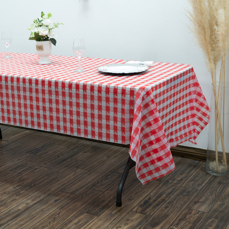 Rectangle Plastic Table Cover 54" x 108" Pack of 12 - Red Gingham