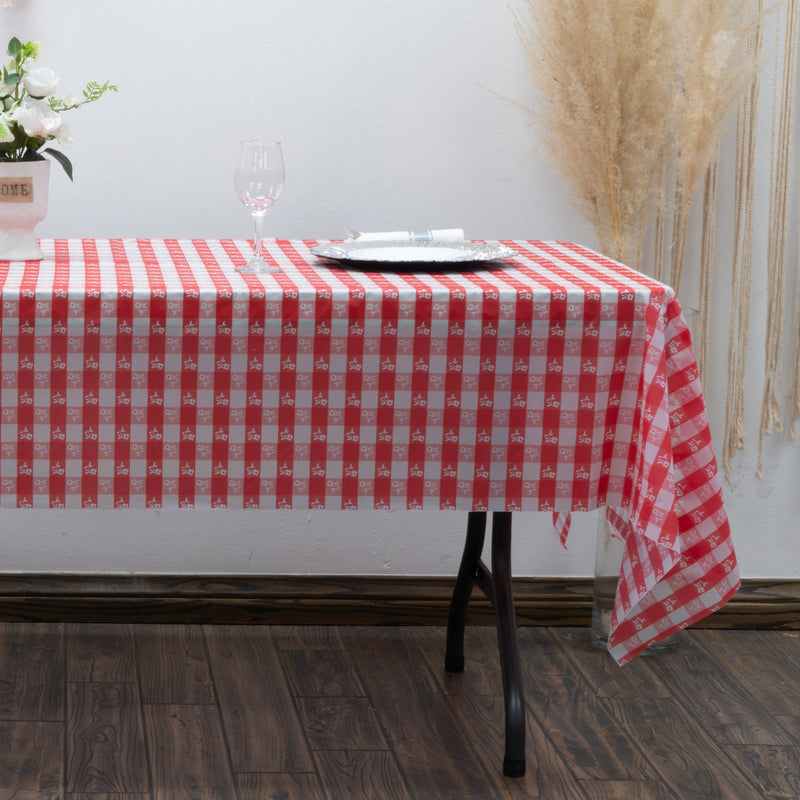 Rectangle Plastic Table Cover 54" x 108" Pack of 12 - Red Gingham