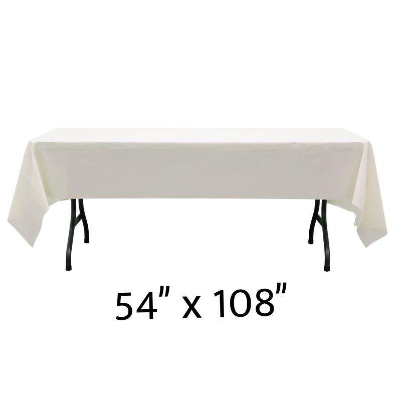 Rectangle Plastic Table Cover 54" x 108" Pack of 12 - Ivory