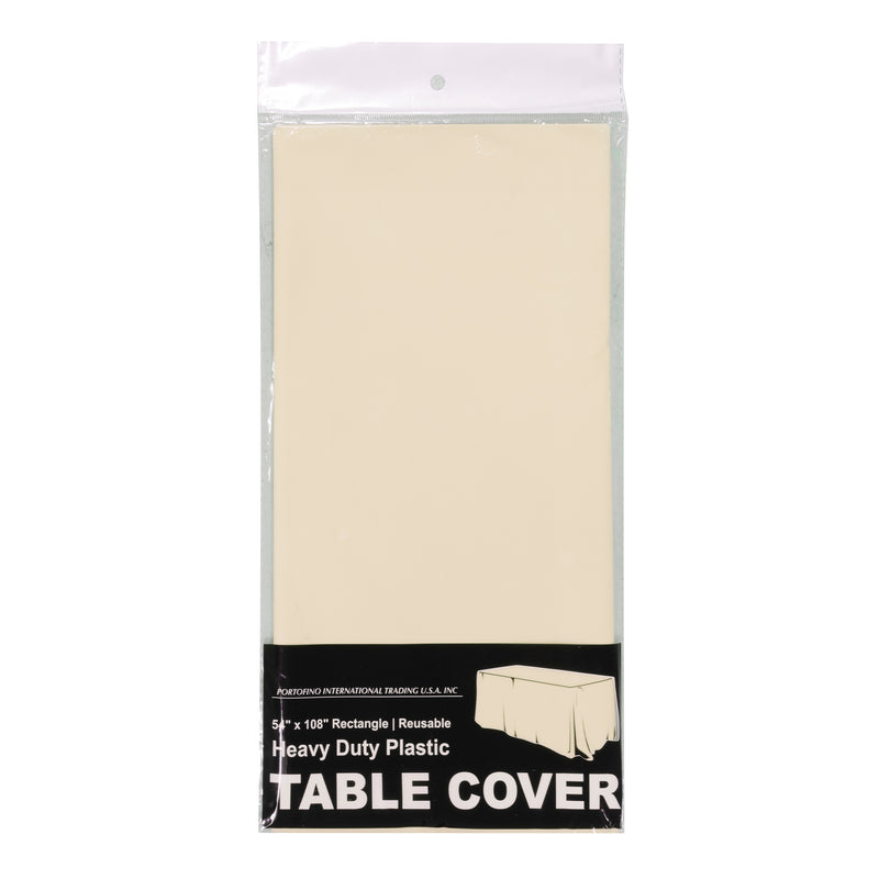 Rectangle Plastic Table Cover 54" x 108" Pack of 12 - Ivory