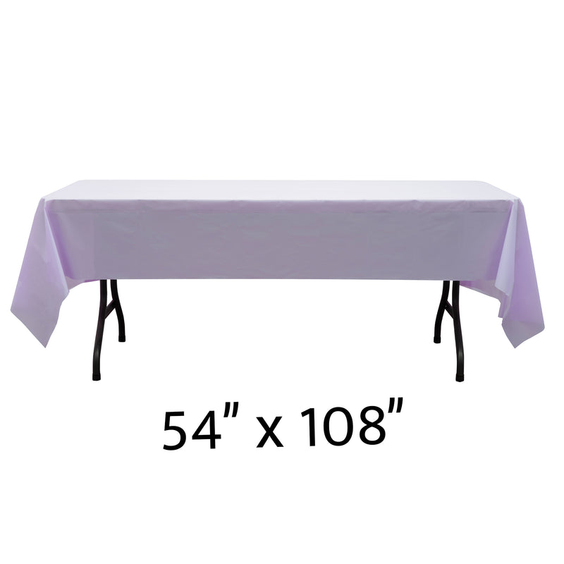 Rectangle Plastic Table Cover 54" x 108" Pack of 12 - Lavender