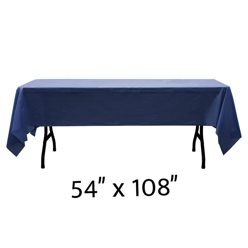 Rectangle Plastic Table Cover 54" x 108" Pack of 12 - Navy