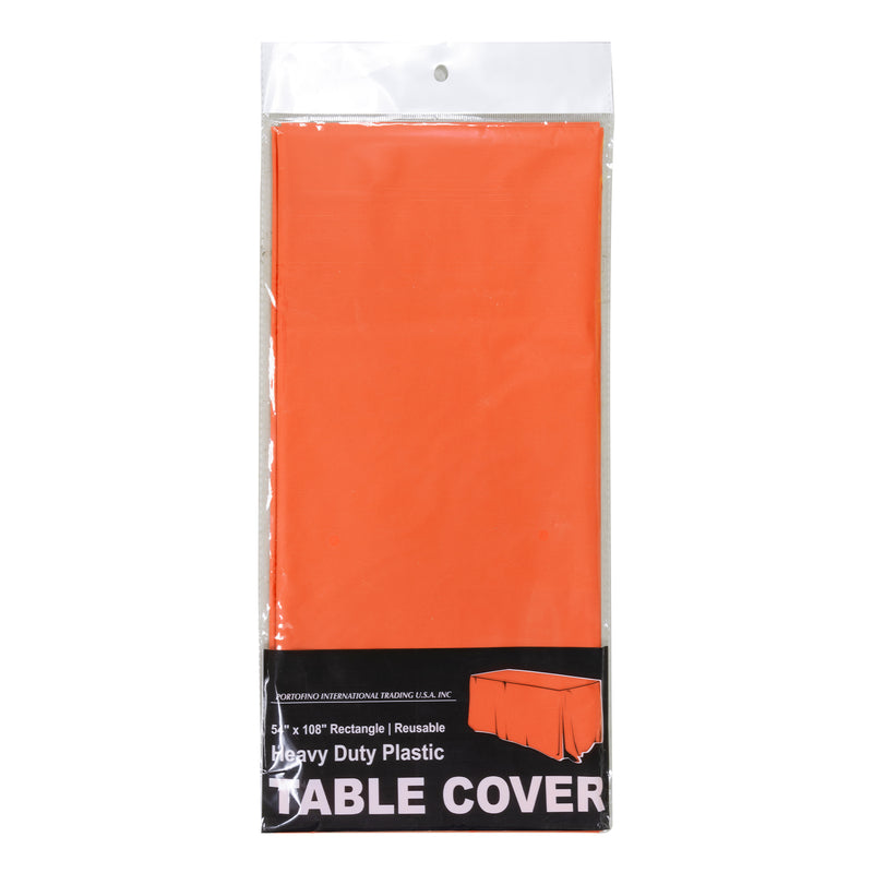 Rectangle Plastic Table Cover 54" x 108" Pack of 12 - Orange