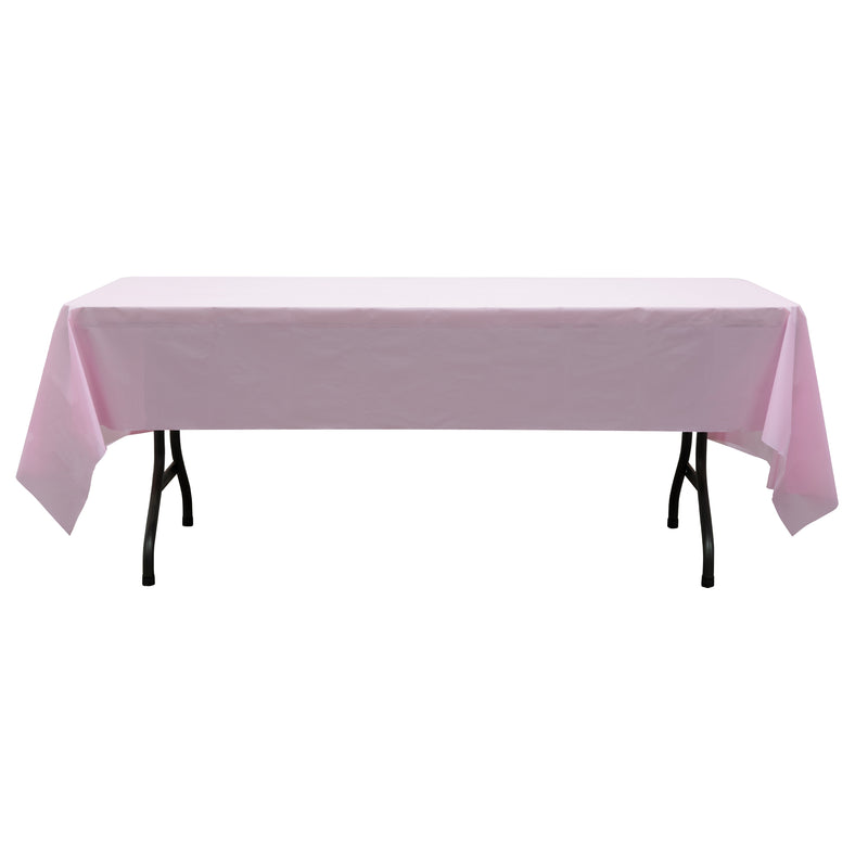 Rectangle Plastic Table Cover 54" x 108" Pack of 12 - Pink