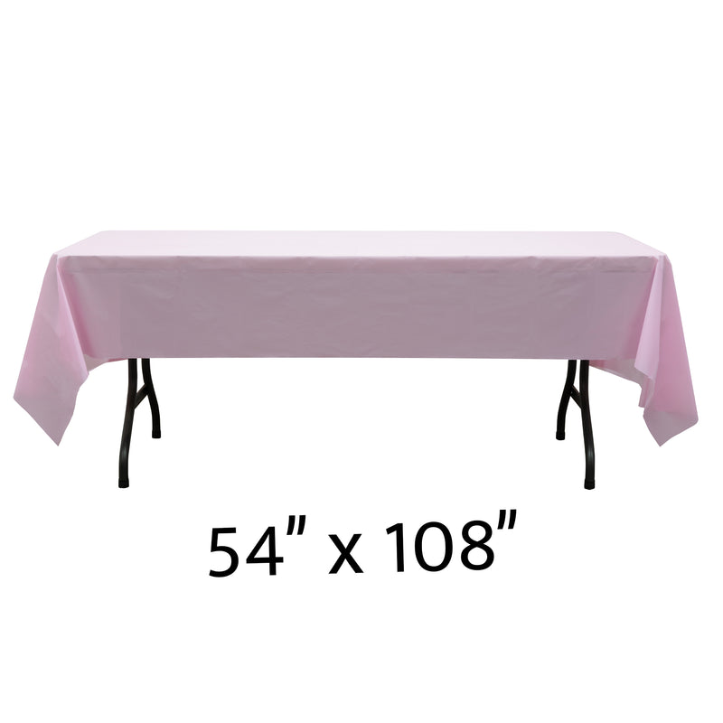 Rectangle Plastic Table Cover 54" x 108" Pack of 12 - Pink