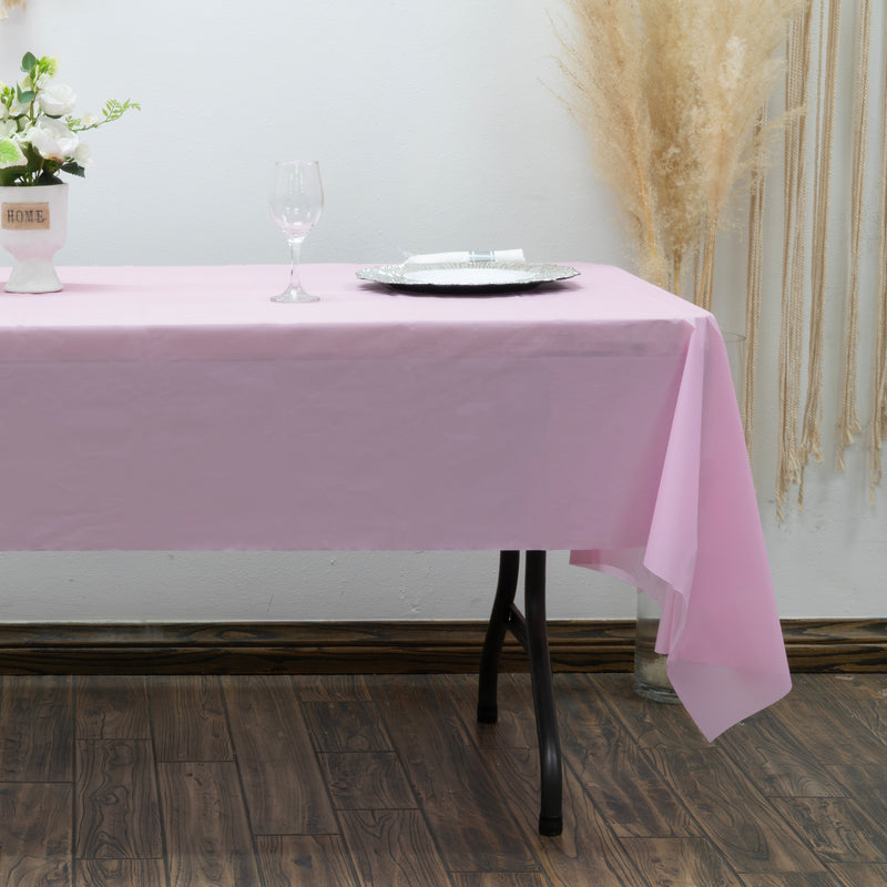 Rectangle Plastic Table Cover 54" x 108" Pack of 12 - Pink