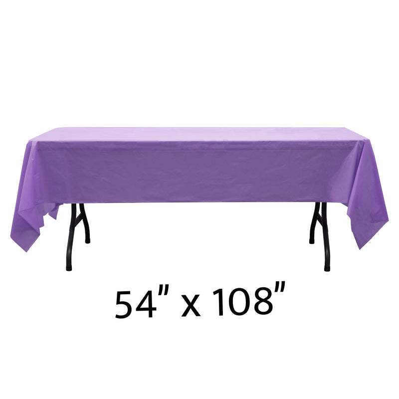 Rectangle Plastic Table Cover 54" x 108" Pack of 12 - Purple