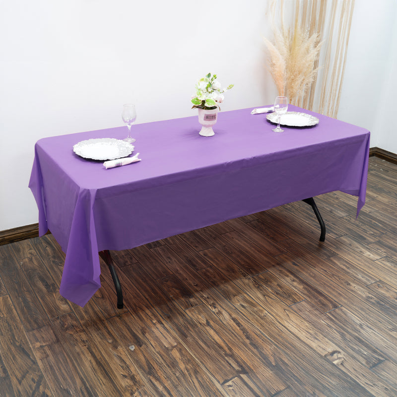 Rectangle Plastic Table Cover 54" x 108" Pack of 12 - Purple