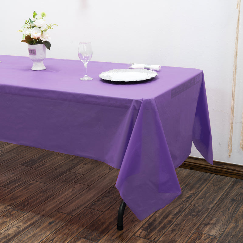 Rectangle Plastic Table Cover 54" x 108" Pack of 12 - Purple