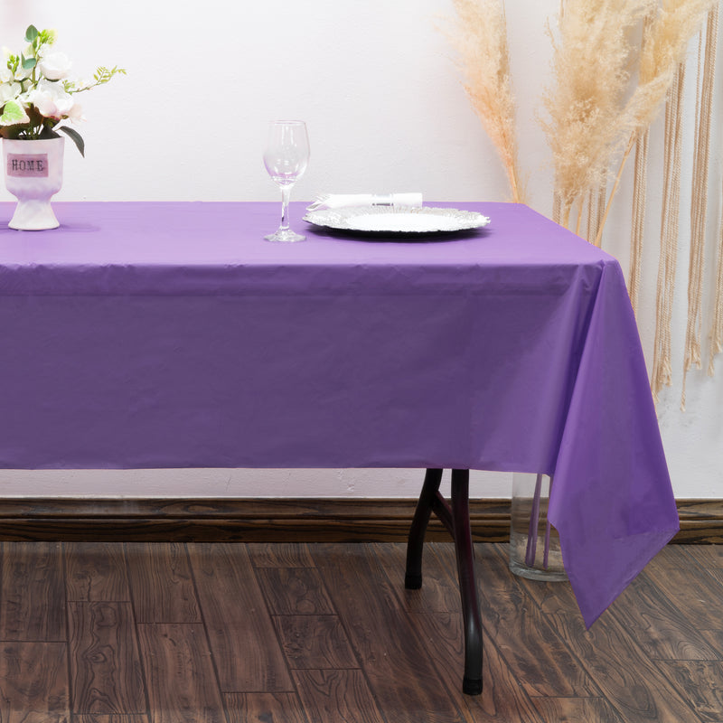 Rectangle Plastic Table Cover 54" x 108" Pack of 12 - Purple