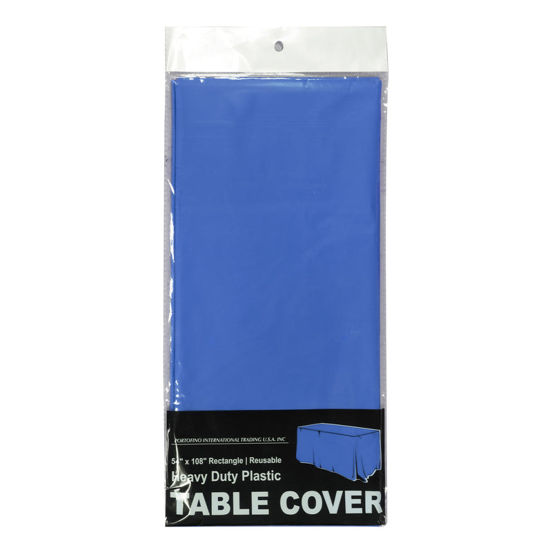 Rectangle Plastic Table Cover 54" x 108" Pack of 12 - Royal Blue