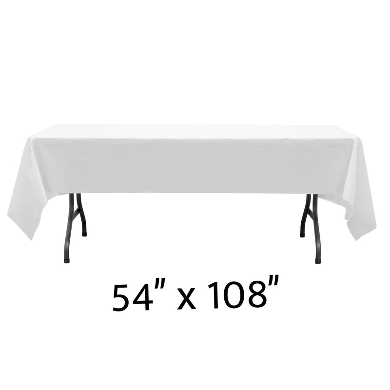 Rectangle Plastic Table Cover 54" x 108" Pack of 12 - White