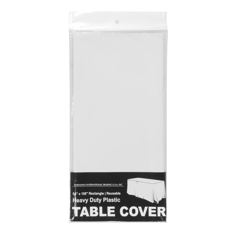 Rectangle Plastic Table Cover 54" x 108" Pack of 12 - White