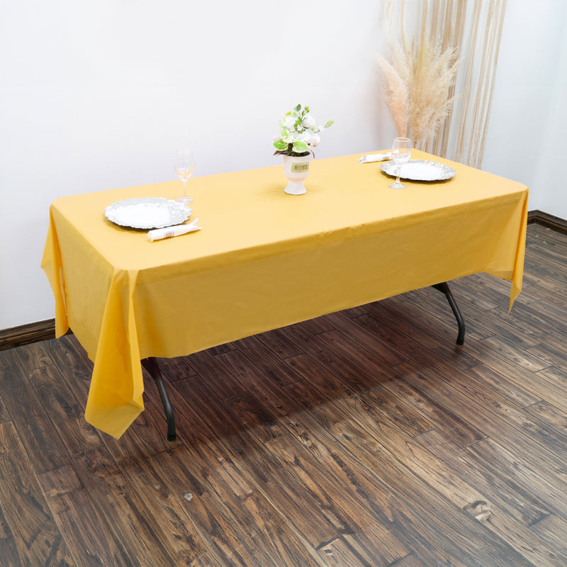 Rectangle Plastic Table Cover 54" x 108" Pack of 12 - School Bus Yellow