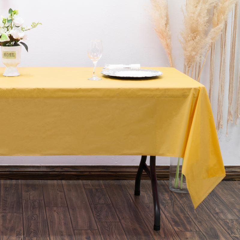 Rectangle Plastic Table Cover 54" x 108" Pack of 12 - School Bus Yellow