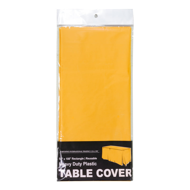 Rectangle Plastic Table Cover 54" x 108" Pack of 12 - School Bus Yellow