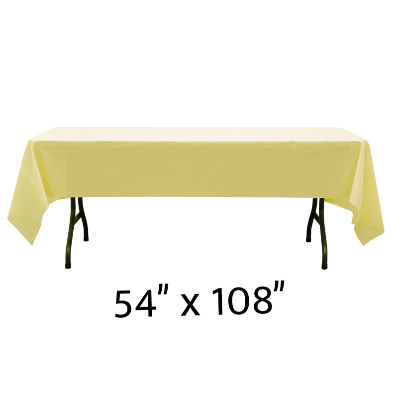 Rectangle Plastic Table Cover 54" x 108" Pack of 12 - Yellow