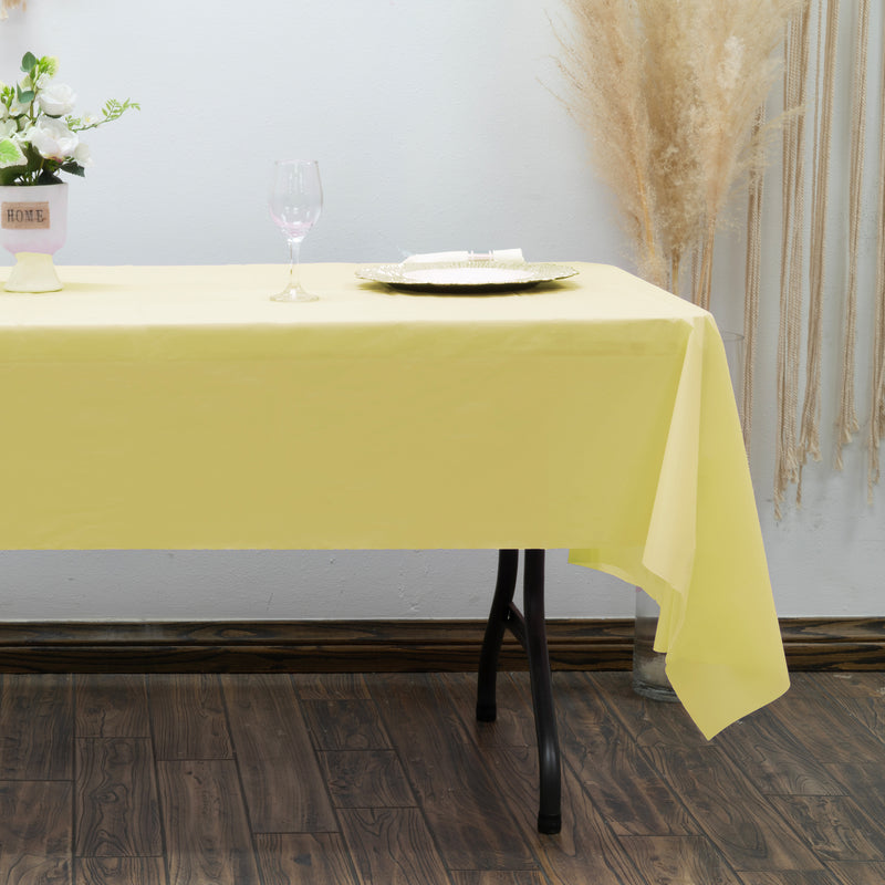 Rectangle Plastic Table Cover 54" x 108" Pack of 12 - Yellow