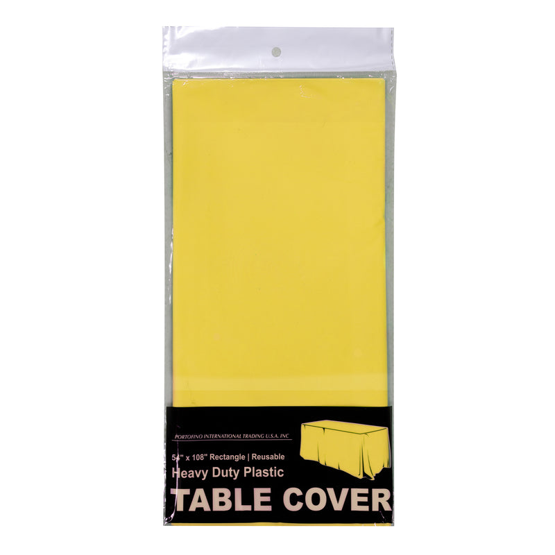 Rectangle Plastic Table Cover 54" x 108" Pack of 12 - Yellow