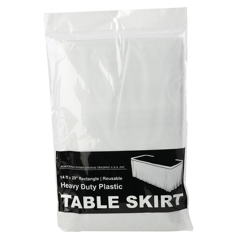 Plastic Table Skirt  29" x 14ft - Pack of 12 - White