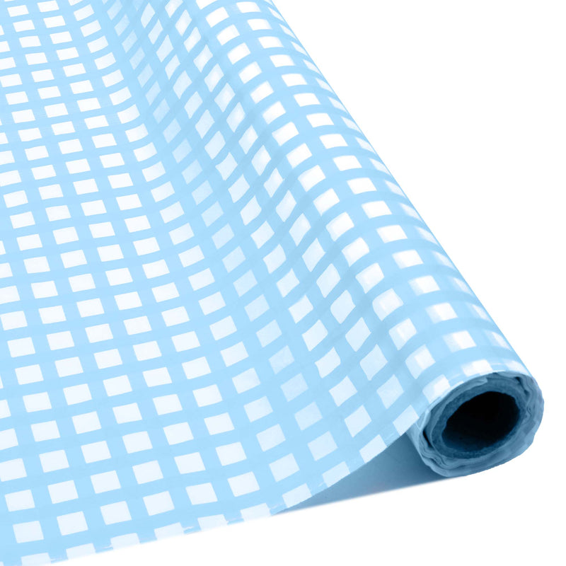 Plastic Table Cover Roll 40" x 100ft - Plaid Blue