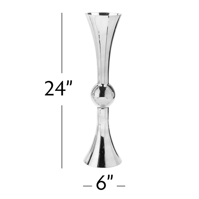 Double Trumpet Vase 24" - Silver