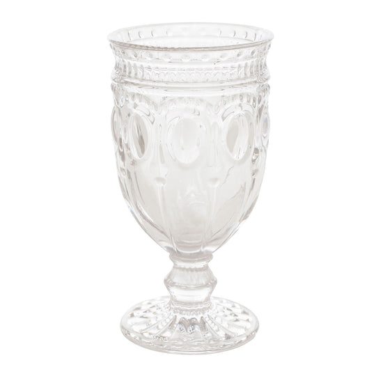 Vintage Embossed Glass Goblet - Clear