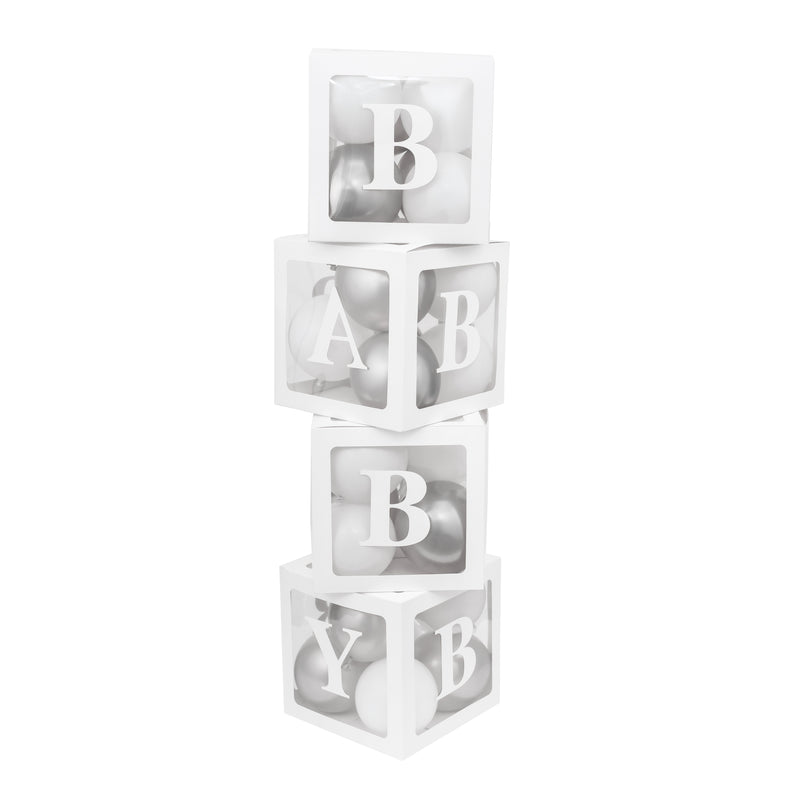 Baby Shower Balloon Boxes - Silver