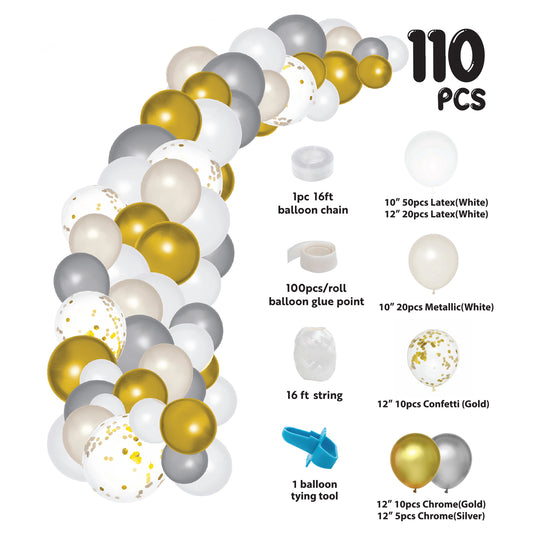 DIY Confetti Balloon Garland - 16 ft White
