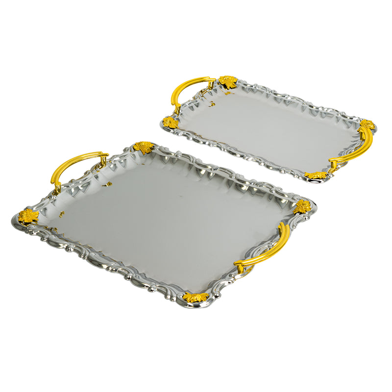 Olive Metal Serving Trays - Set of 2