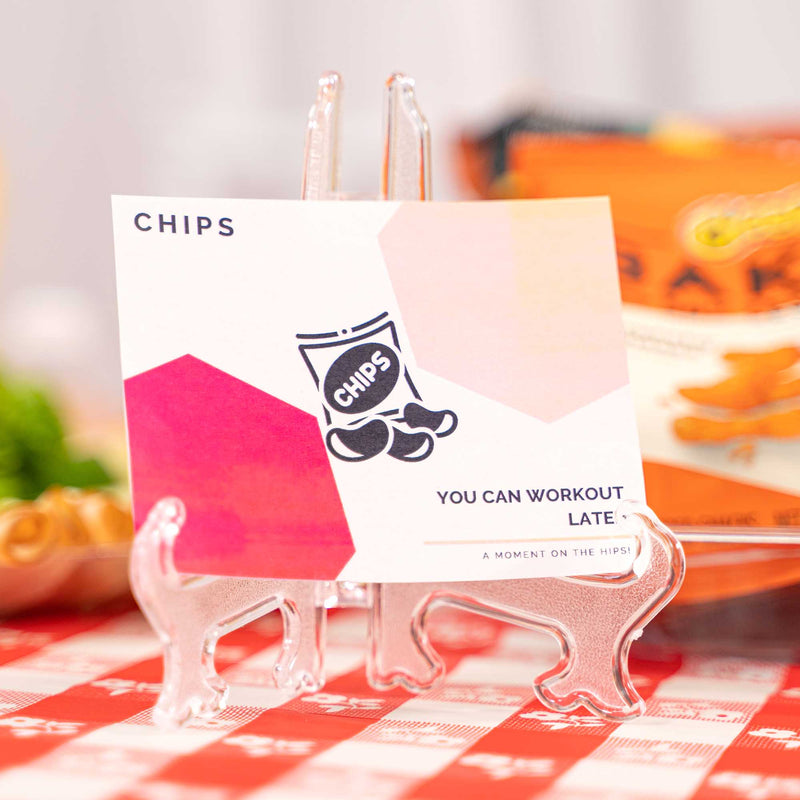 Clear Plastic Easels Holding Catering Card