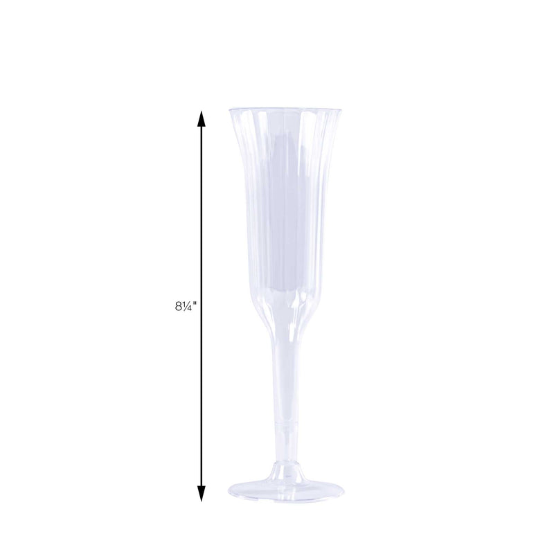 Clear Plastic Tulip Flutes size guideline