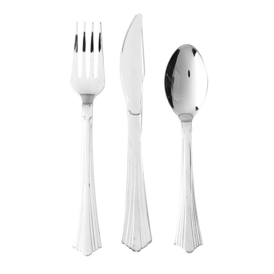 24 Pc. Plastic Cutlery Combo - Silver