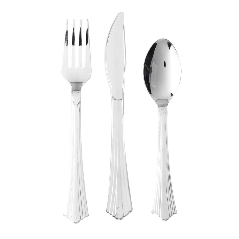 24 Pc. Plastic Cutlery Combo in silver