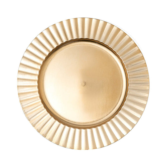 13" Gold Fluted Edge Plastic Charger Plate for Elegant Dining