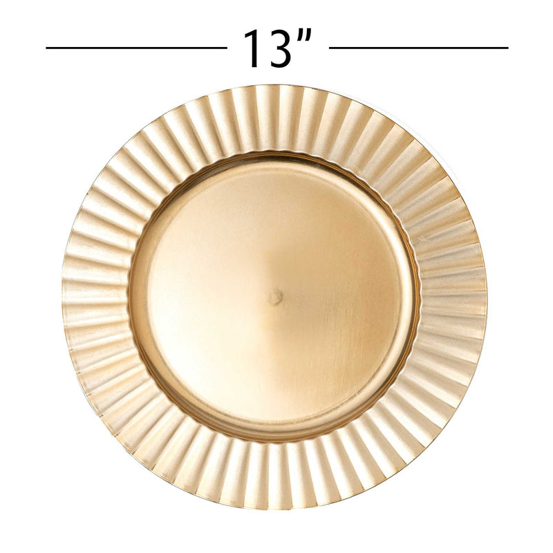 Gloss Fluted Edge Plastic Charger Plate 13" - Set of 6 - Events and Crafts-Simply Elegant