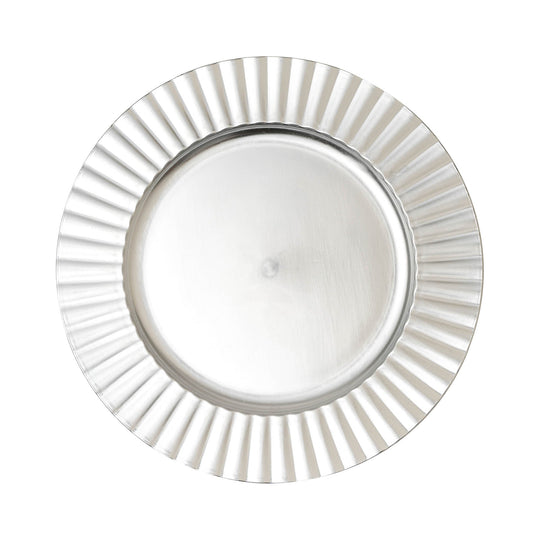 Gloss Fluted Edge Plastic Charger Plate 13" - Silver