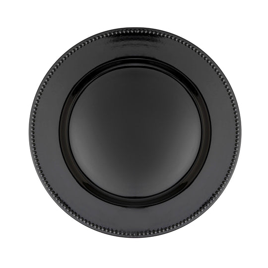 Beaded Edge Plastic Charger Plate 13" - Black
