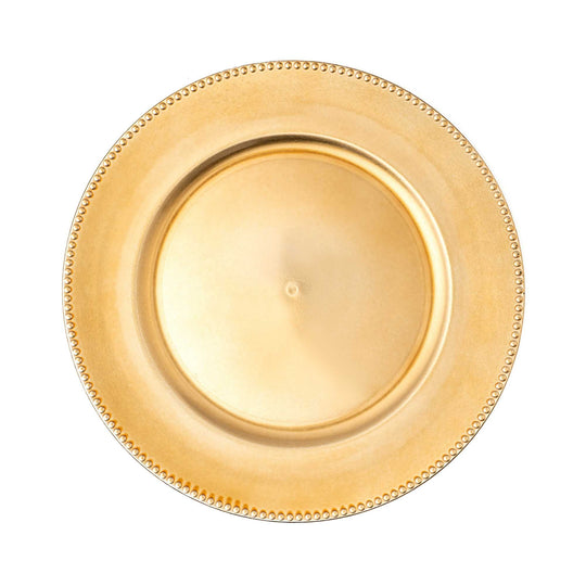 Beaded Edge Plastic Charger Plate 13" - Gold