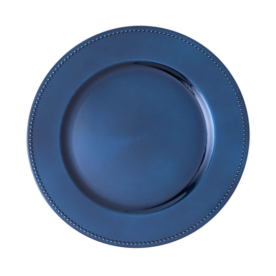 Beaded Edge Plastic Charger Plate 13" - Navy