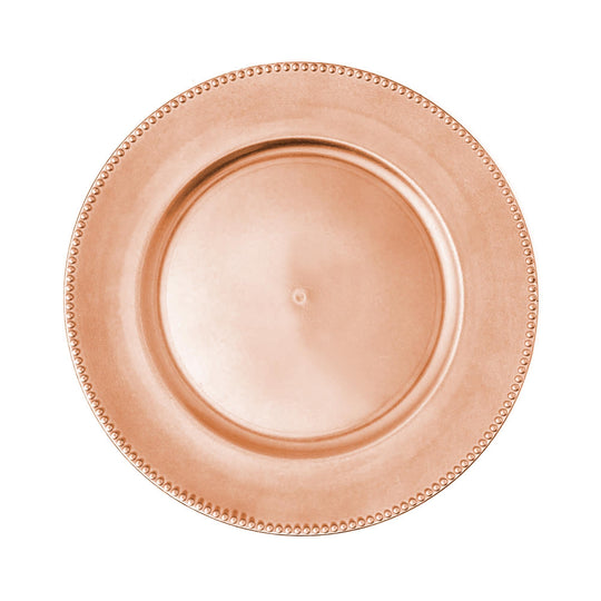 Beaded Edge Plastic Charger Plate 13" - Rose Gold