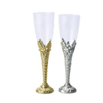 Plastic Filigree Champagne Flutes Gold and Silver