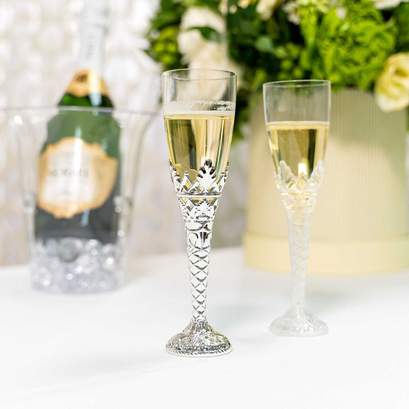 Plastic Filigree Champagne Flutes With Champagne